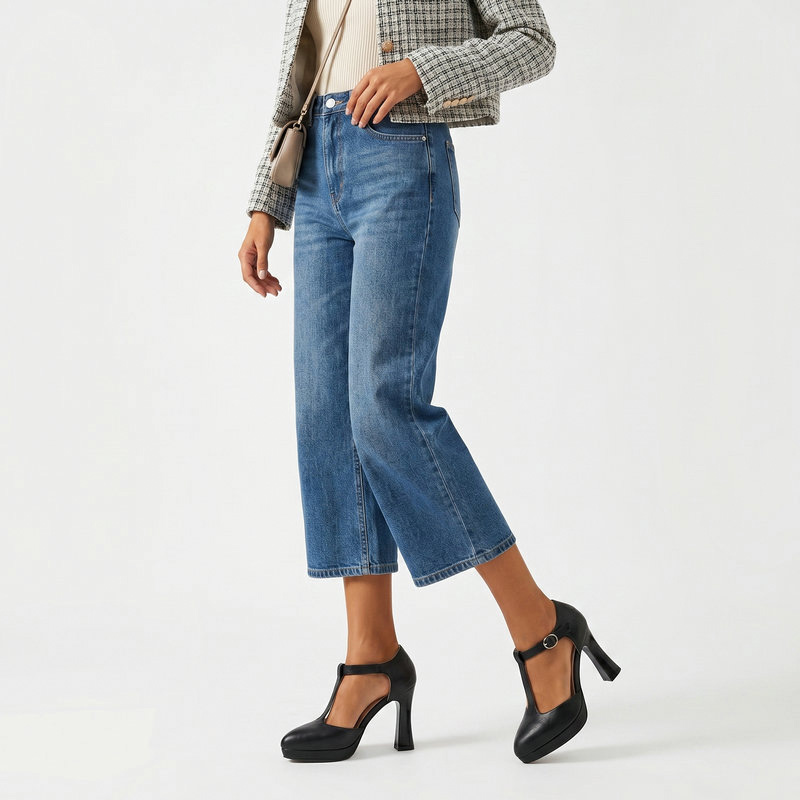 Shoeswoon Retro Platform T‑Strap Buckle Cutout Mary Jane Heels