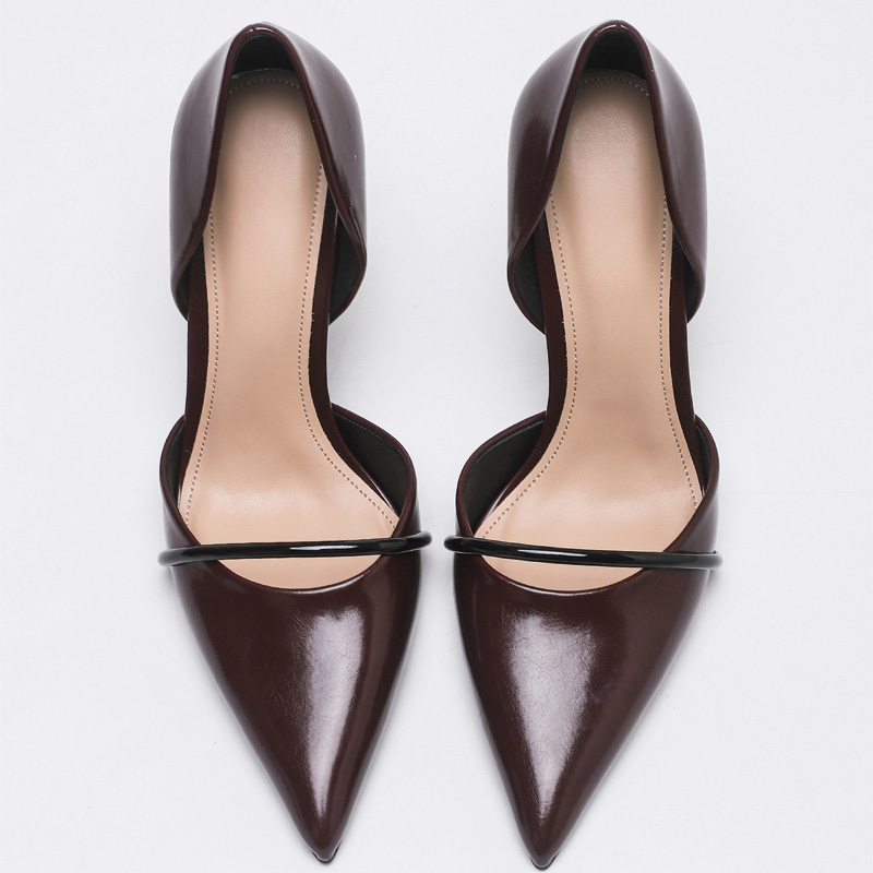 Shoeswoon Pointed‑Toe Side Cutout Metal Decor Stiletto Dress Shoes