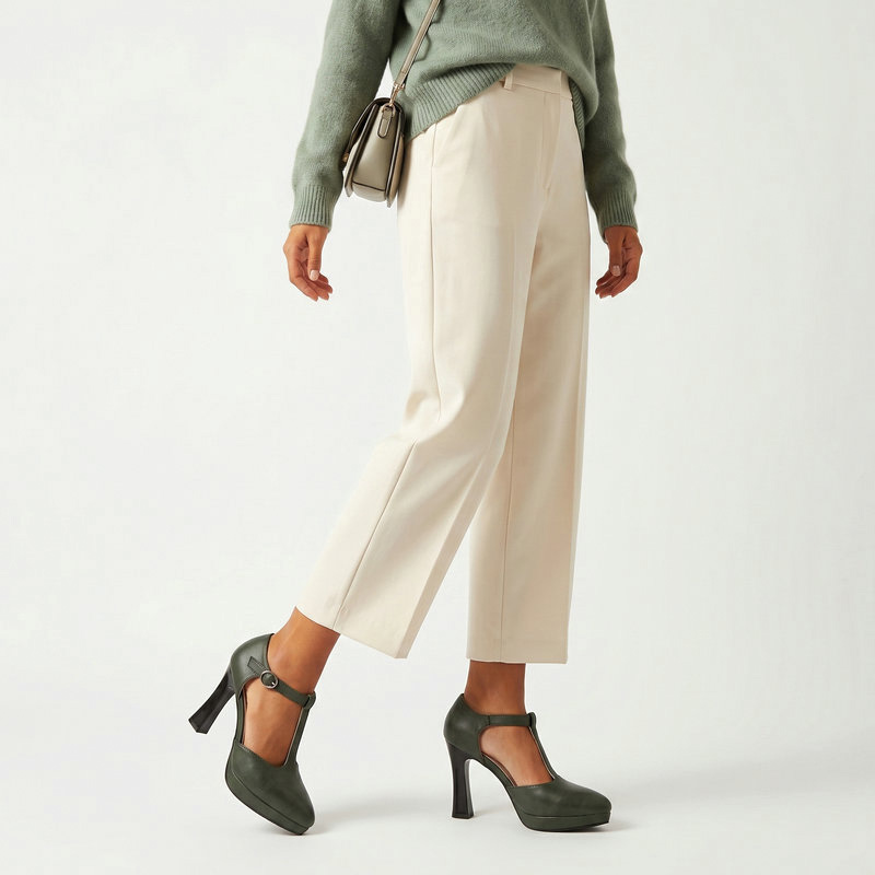 Shoeswoon Retro Platform T‑Strap Buckle Cutout Mary Jane Heels