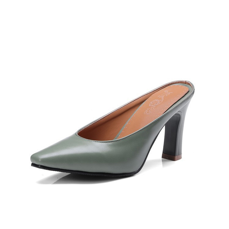 Shoeswoon Elegant Minimalist Pointed Block Heel Mule Heels