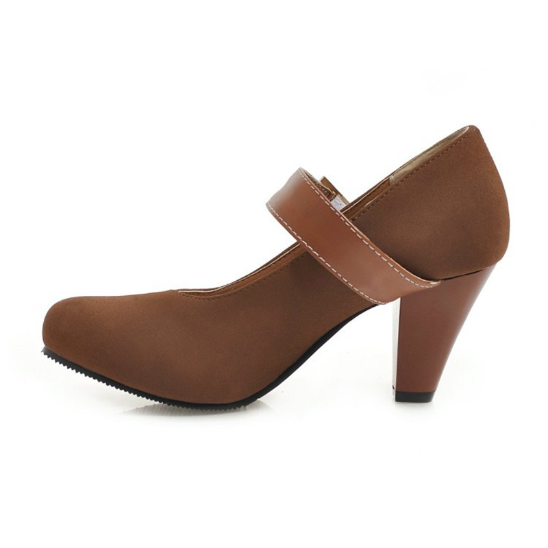 Shoeswoon Vintage Mary Jane Metal Buckle Round Toe High Heels