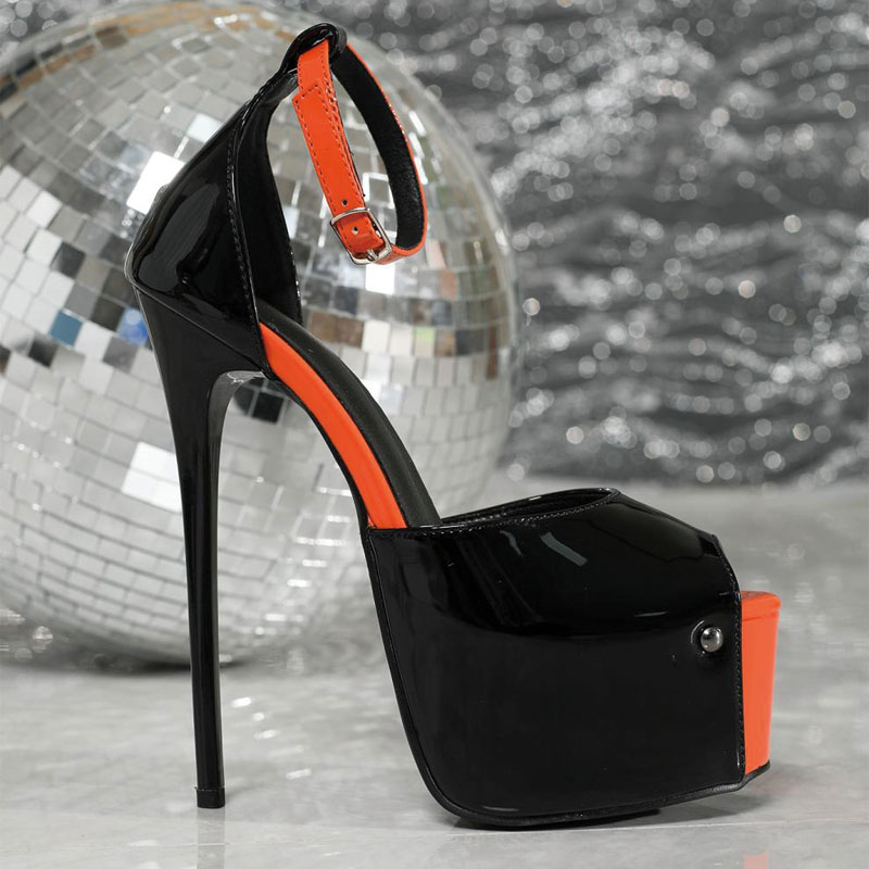 Shoeswoon Peep Toe Contrast Platform Stiletto Heels