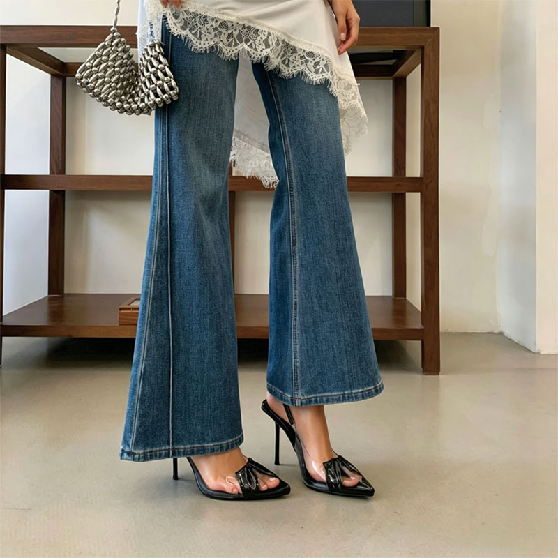 Shoeswoon Elegant Clear Patchwork Pointed Toe Slingback High Heels