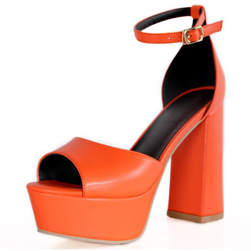 Shoeswoon Peep Toe Platform Block Heel Ankle Strap Sandals