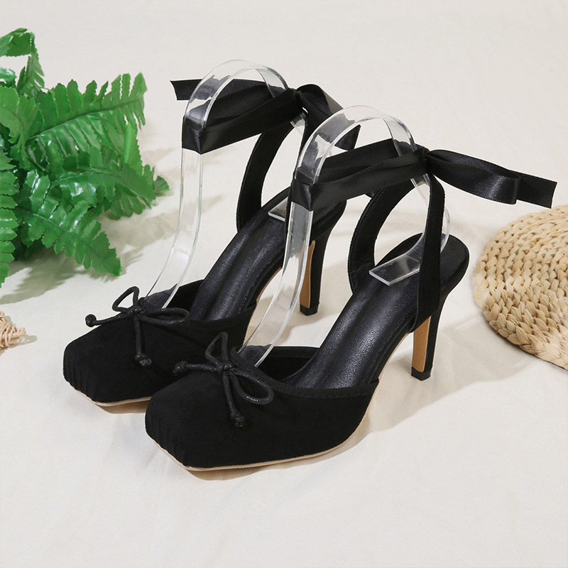 Shoeswoon Square Toe Leopard Print Slingback Stiletto Heels