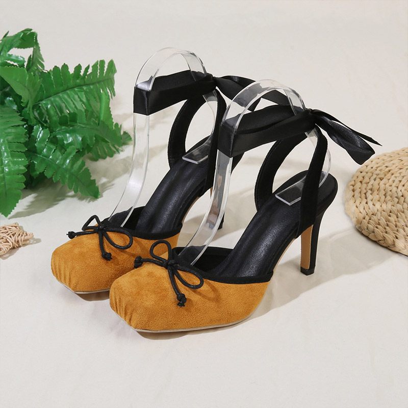 Shoeswoon Square Toe Leopard Print Slingback Stiletto Heels