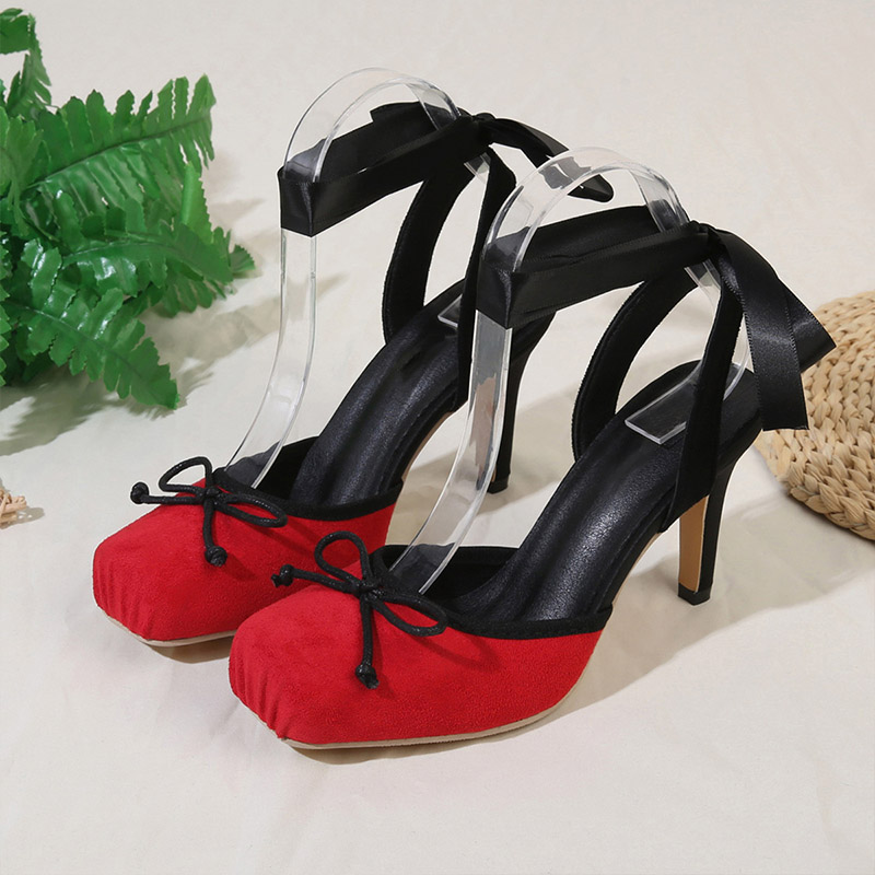 Shoeswoon Square Toe Leopard Print Slingback Stiletto Heels