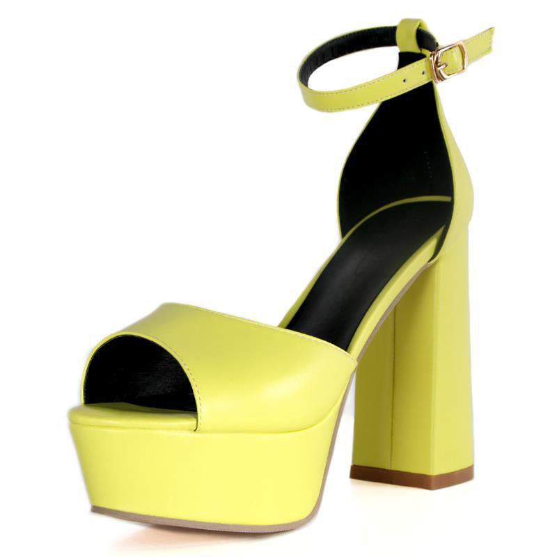 Shoeswoon Peep Toe Platform Block Heel Ankle Strap Sandals