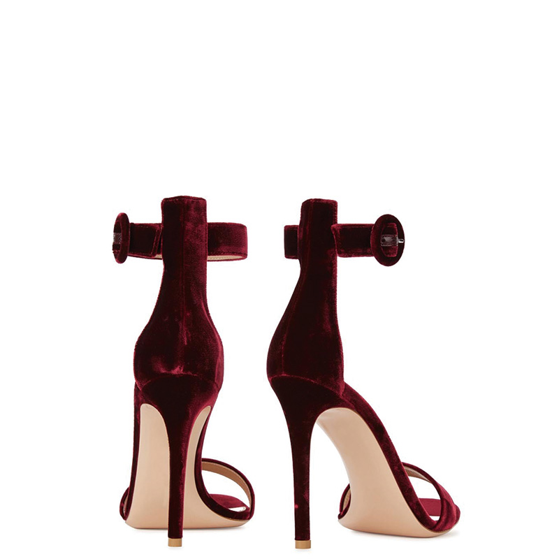 Shoeswoon Single Strap Round Circle Buckle Ankle Strap Stiletto High Heel Sandals