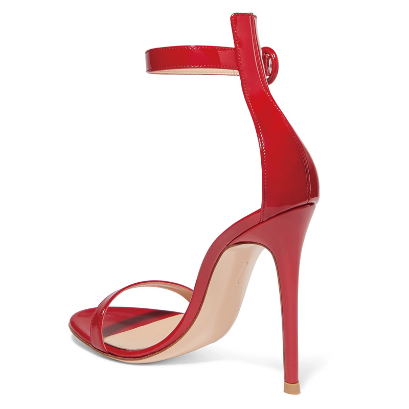 Shoeswoon Single Strap Round Circle Buckle Ankle Strap Stiletto High Heel Sandals