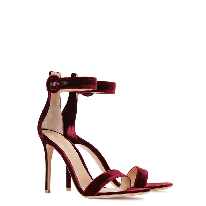 Shoeswoon Single Strap Round Circle Buckle Ankle Strap Stiletto High Heel Sandals