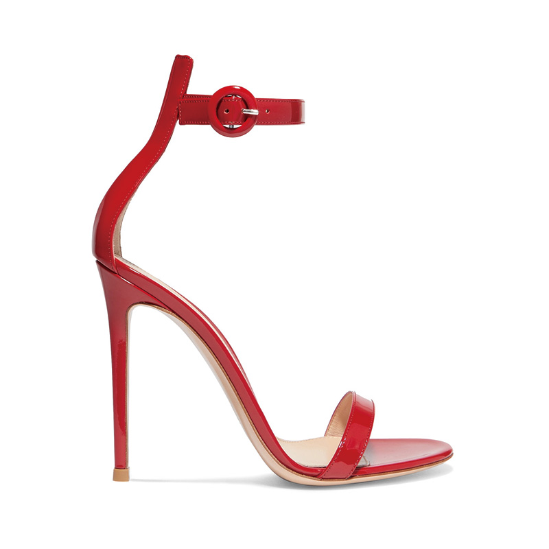 Shoeswoon Single Strap Round Circle Buckle Ankle Strap Stiletto High Heel Sandals