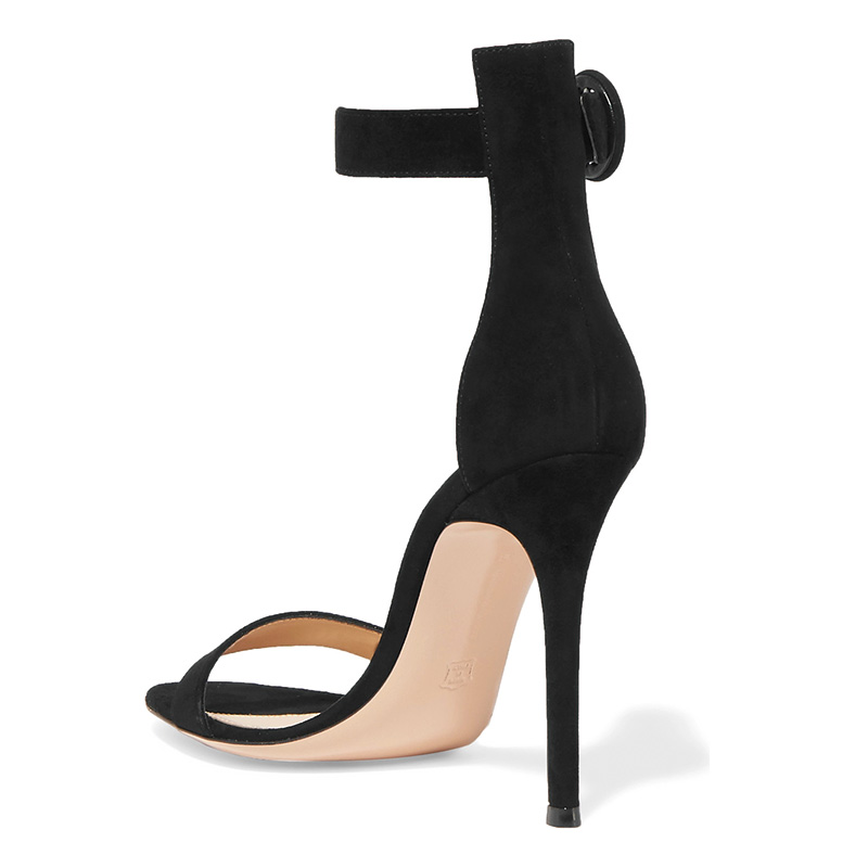 Shoeswoon Single Strap Round Circle Buckle Ankle Strap Stiletto High Heel Sandals