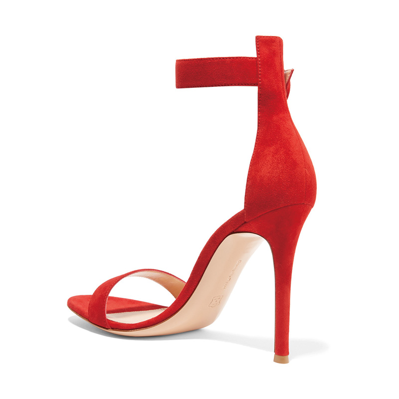 Shoeswoon Single Strap Round Circle Buckle Ankle Strap Stiletto High Heel Sandals