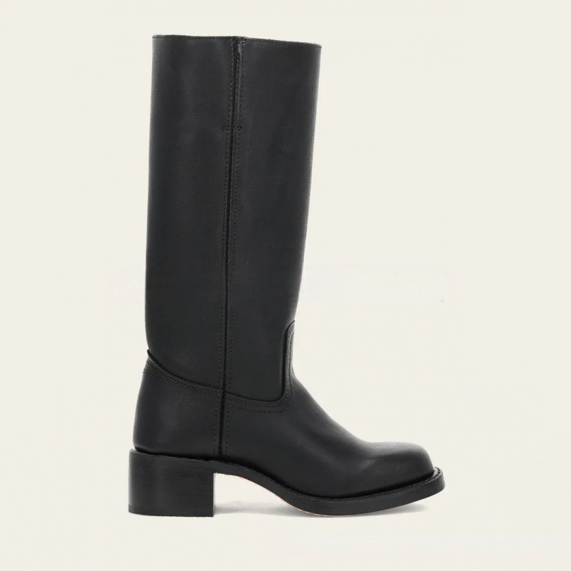 Shoeswoon Round Toe Stacked Heel Knee High Riding Boots