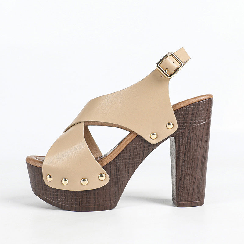 Shoeswoon Crisscross Open Toe Adjustable Ankle Buckle Chunky Platform Sandals