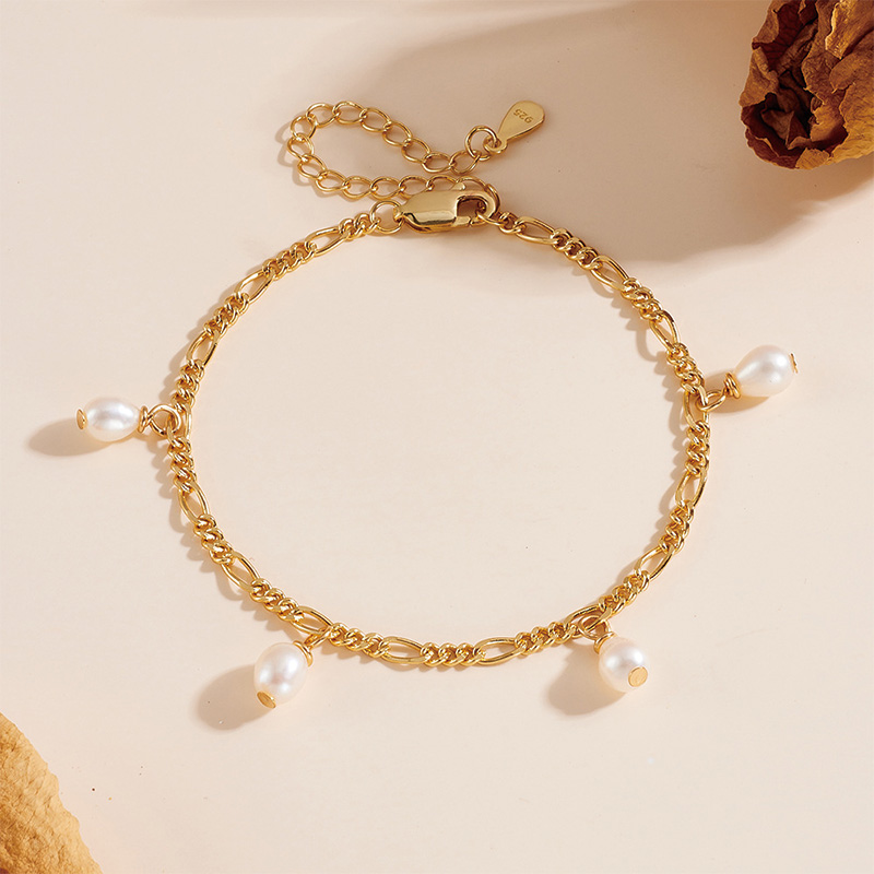 Shoeswoon Layered Gold Pearl Charm Anklet for Women