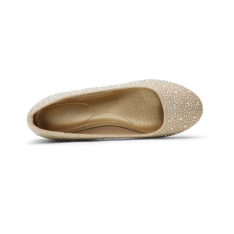 Shoeswoon Full Rhinestone Round Toe Slip-On Glitter Ballet Flats