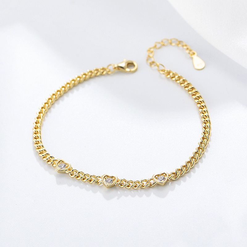 Shoeswoon Mini Crystal Heart Cuban Chain Adjustable Anklet