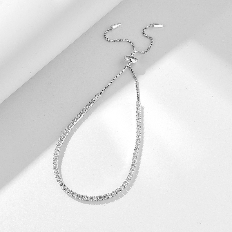 Shoeswoon Full Pave Crystal Tennis Adjustable Slide Anklet