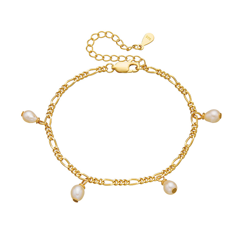 Shoeswoon Layered Gold Pearl Charm Anklet for Women