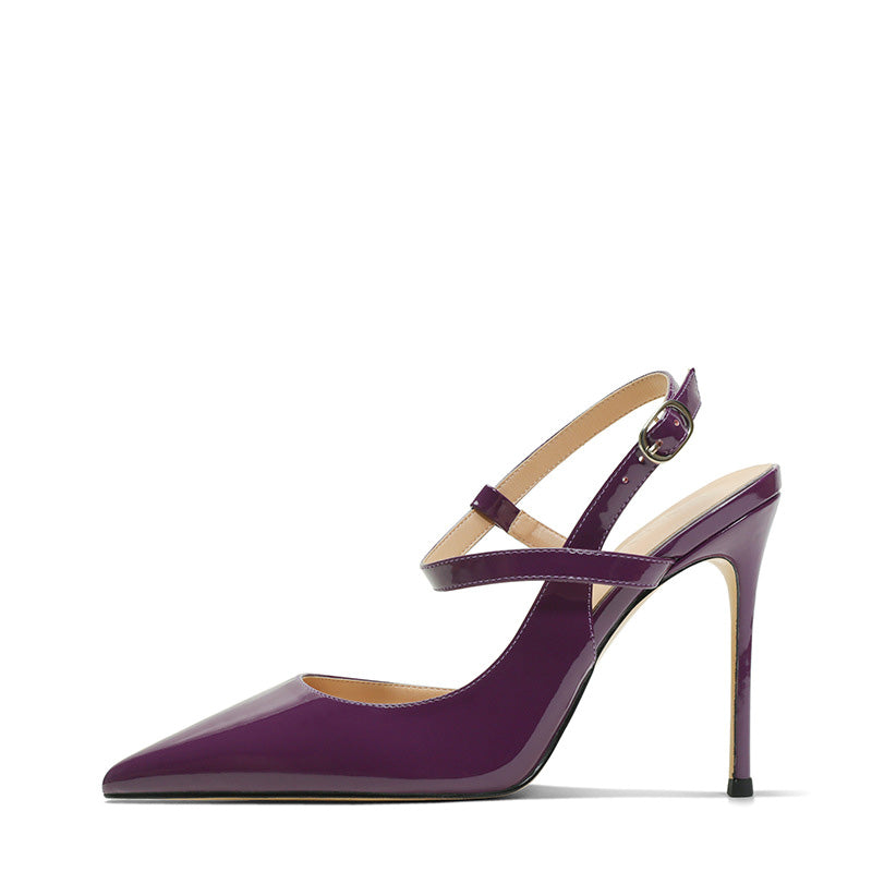 Shoeswoon Elegant Patent Leather Ankle Strap Stiletto High Heels