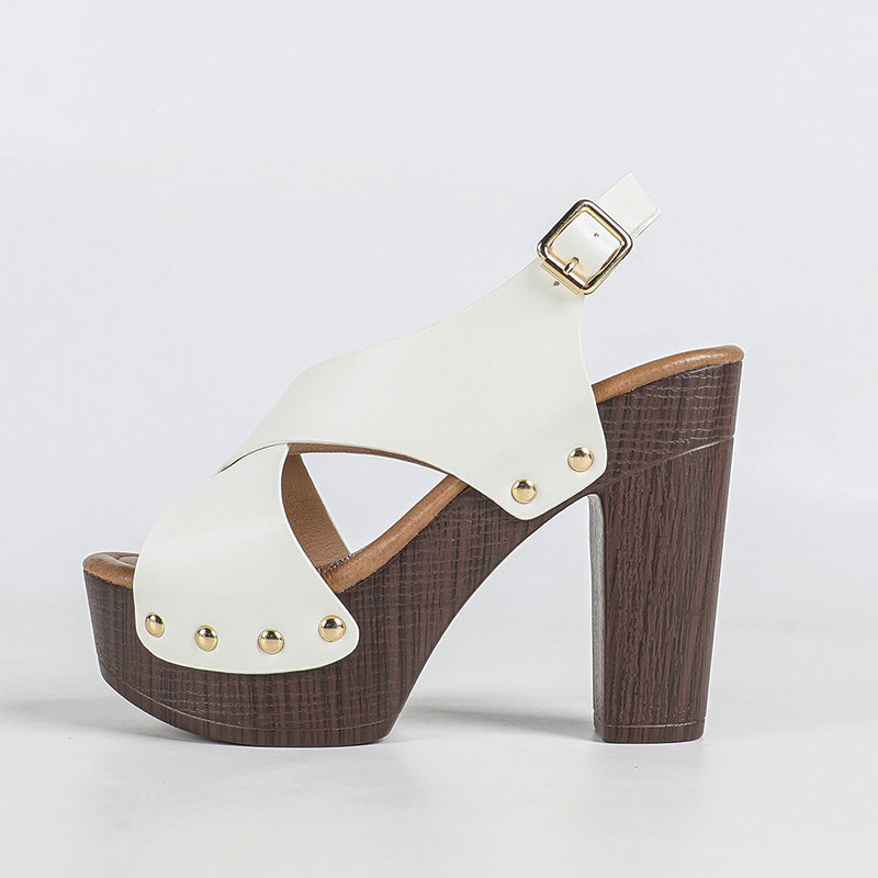 Shoeswoon Crisscross Open Toe Adjustable Ankle Buckle Chunky Platform Sandals