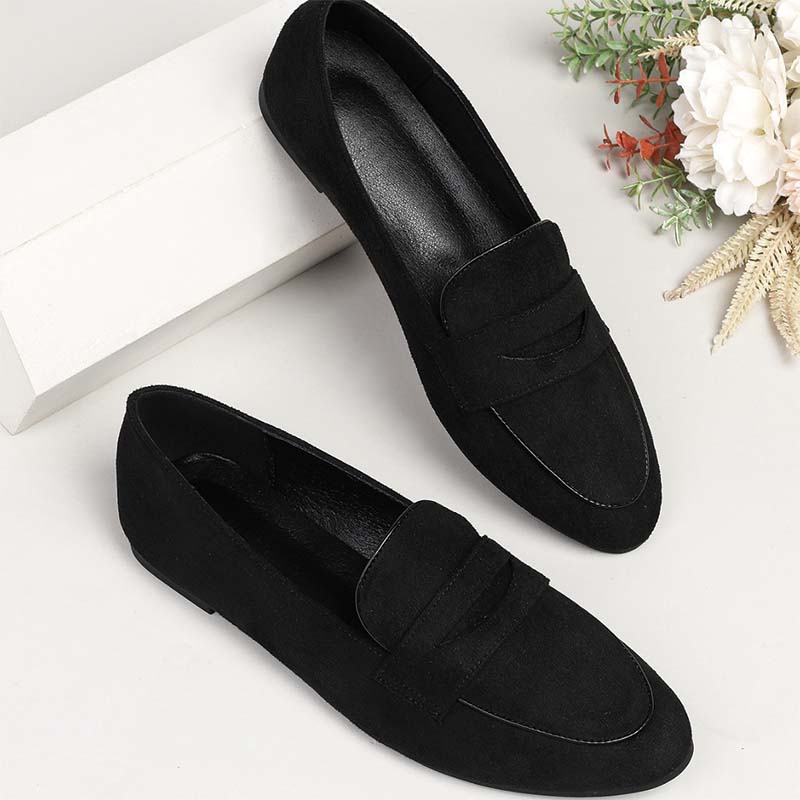 Shoeswoon Tweed Patchwork Almond Toe Penny Loafers