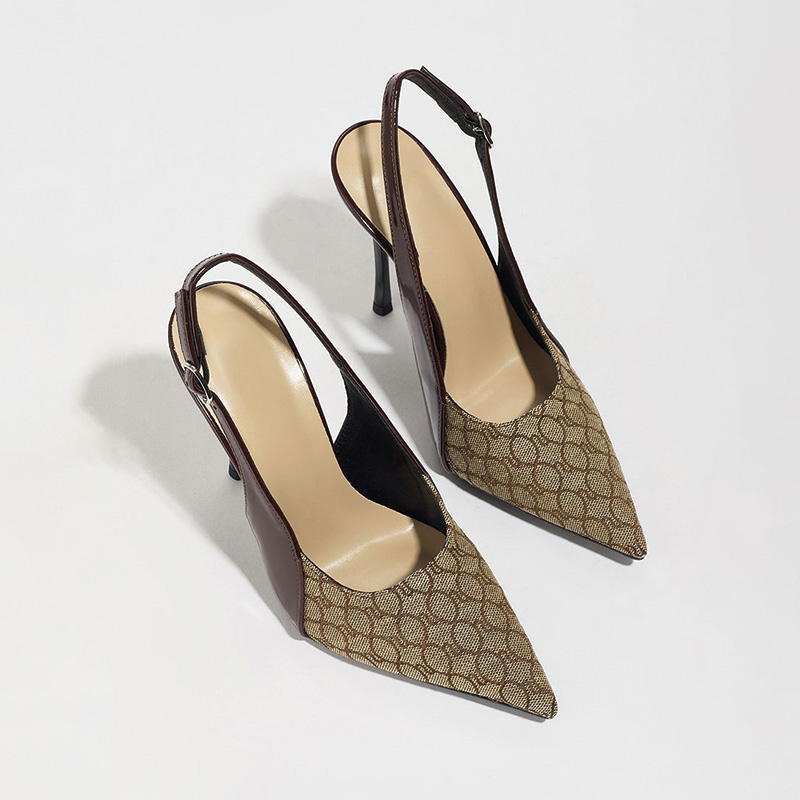 Shoeswoon Vintage Patchwork Patent Pointed Toe Slingback Stiletto Pumps