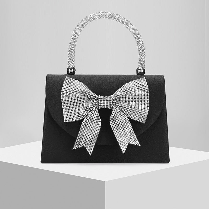 Shoeswoon Chic Large Crystal Bow Diamond Handle Evening Clutch