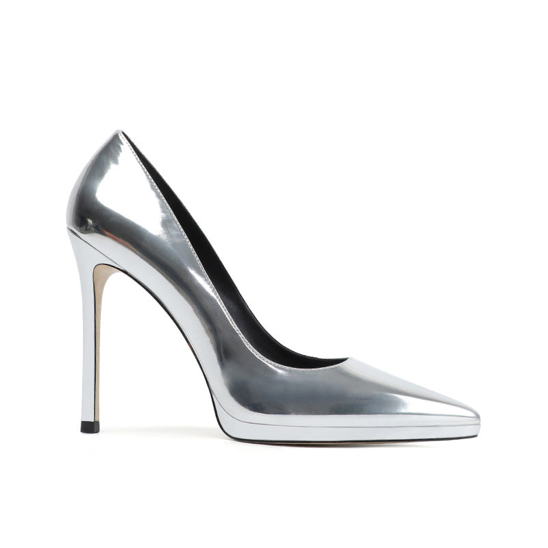 Shoeswoon Classic Pointed Toe Patent Leather Platform Stiletto High Heels