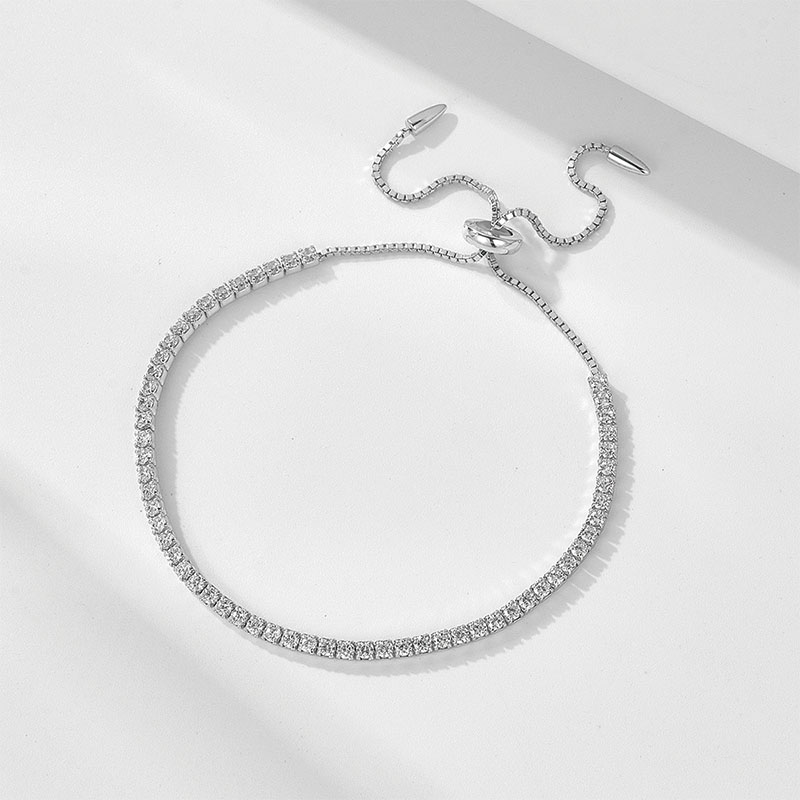 Shoeswoon Full Pave Crystal Tennis Adjustable Slide Anklet