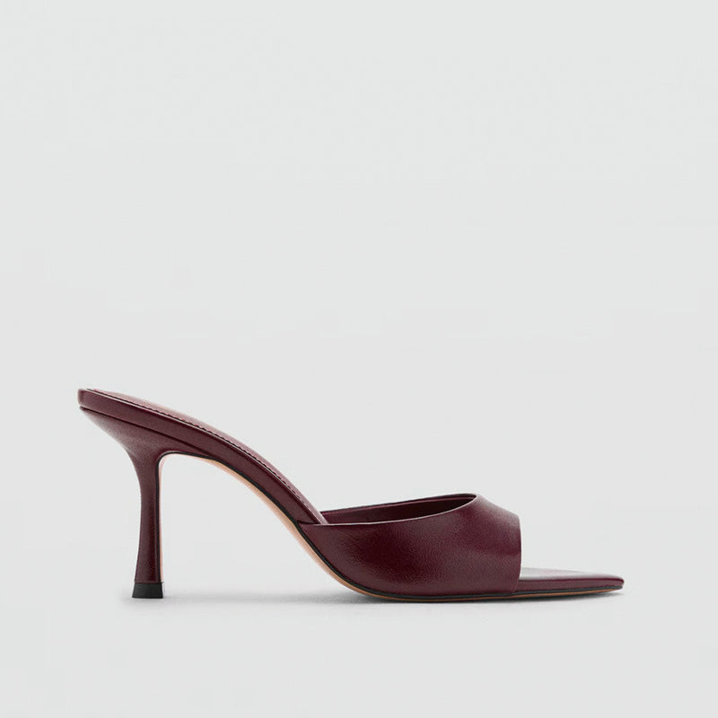Shoeswoon Sleek Minimalist Single Band Stiletto Heel Mules