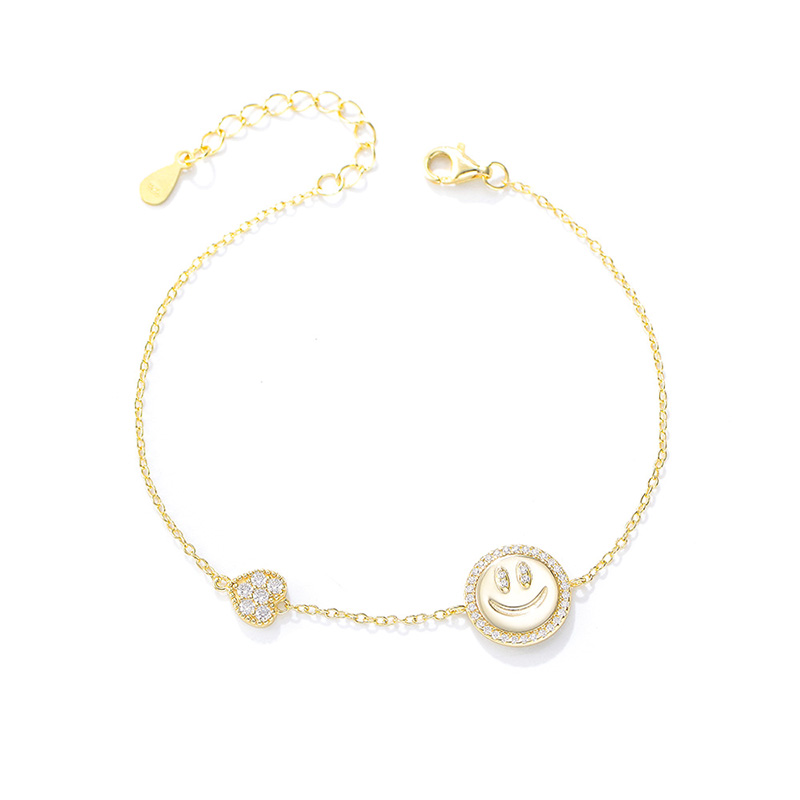 Shoeswoon Pave Crystal Smiley Face Heart Adjustable Anklet