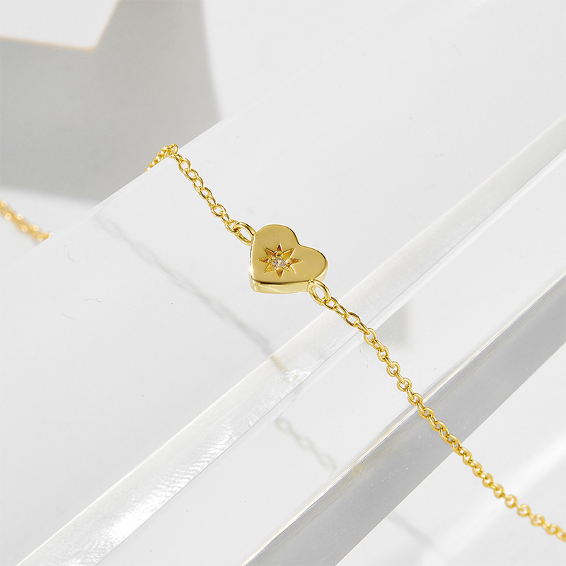 Shoeswoon Star Crystal Heart Dainty Adjustable Anklet