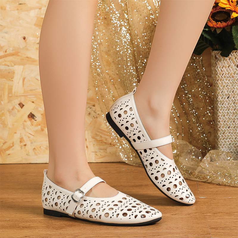 Shoeswoon Hollow Out Cutout Breathable Flat Mary Jane