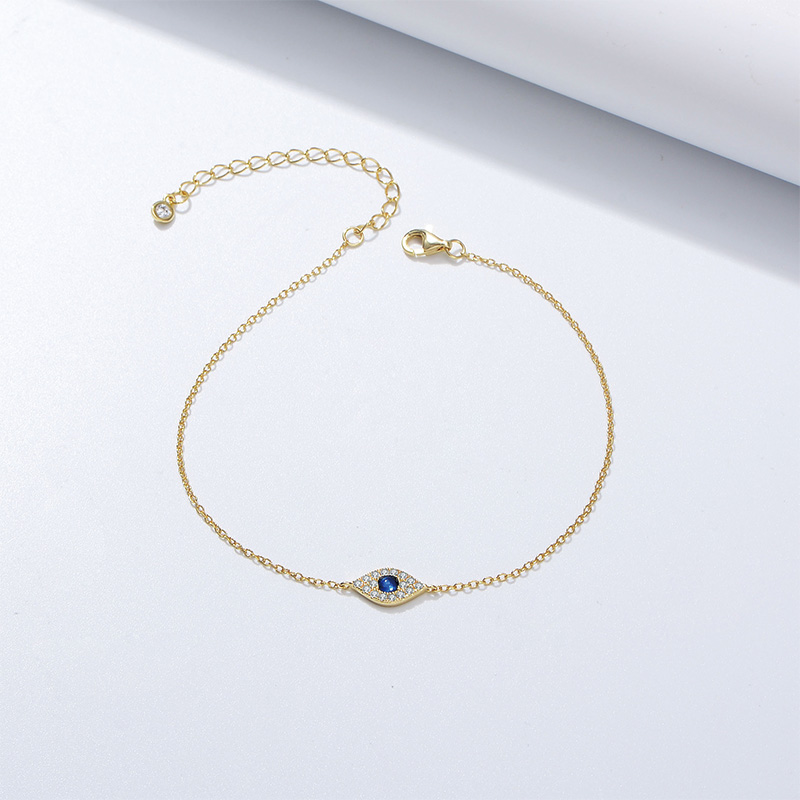 Shoeswoon Blue Crystal Evil Eye Dainty Adjustable Anklet