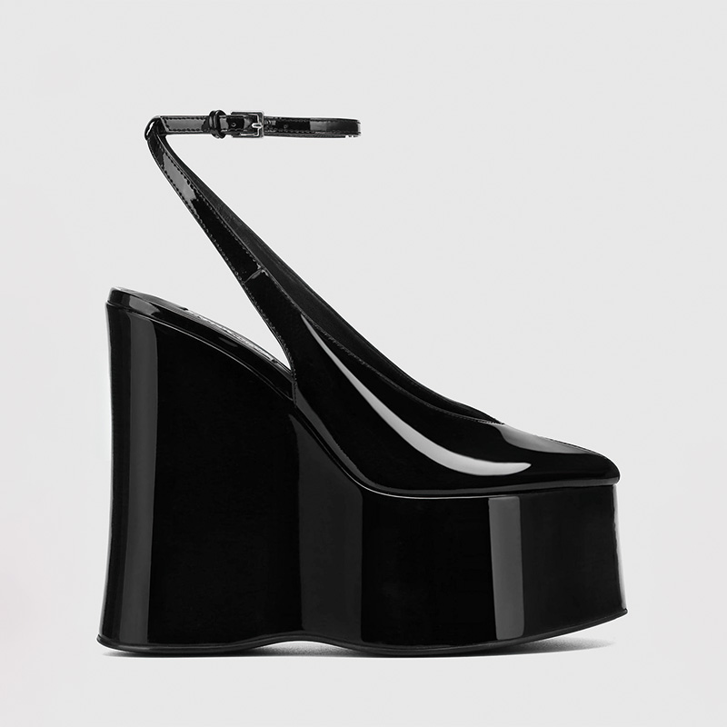 Shoeswoon Split Toe T-Strap Ankle Buckle Cork Platform Wedge Sandals
