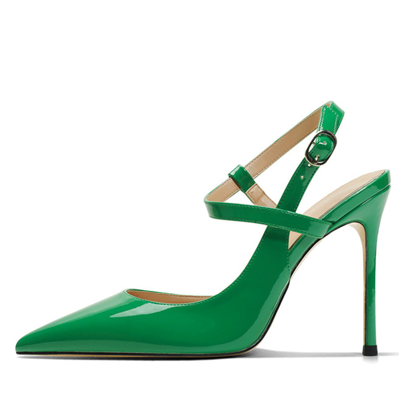 Shoeswoon Elegant Patent Leather Ankle Strap Stiletto High Heels