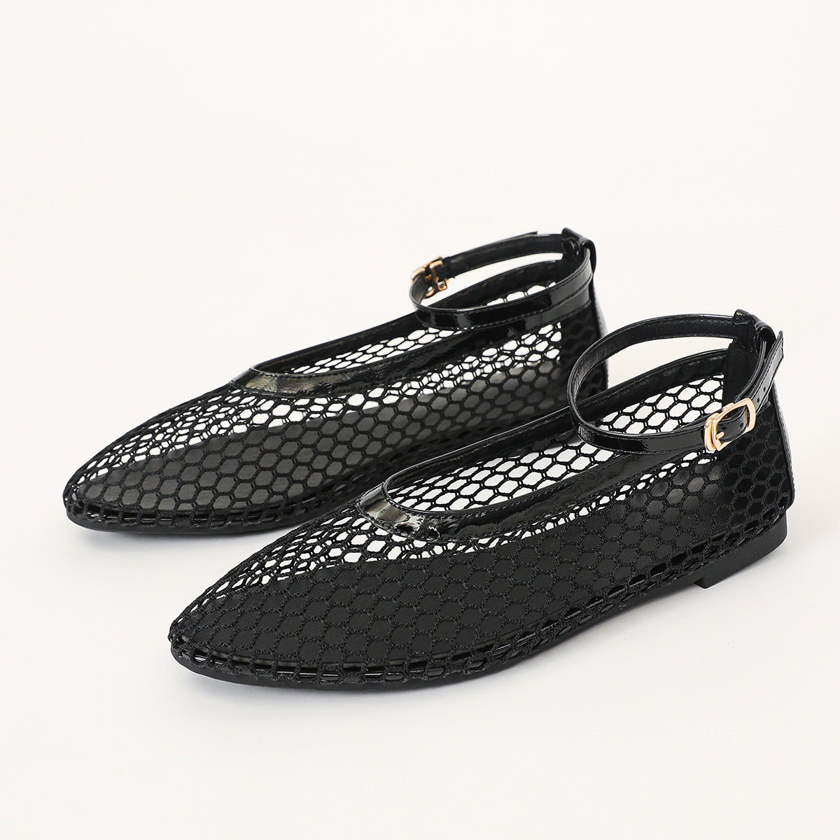 Shoeswoon Ankle Strap Mary Jane Flats