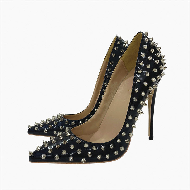 Shoeswoon Bold All-Over Studded Pointed Toe Stiletto High Heels