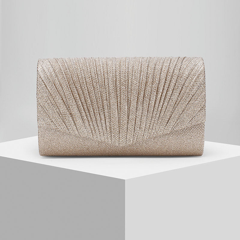 Shoeswoon Glam Pleated Shimmer Special Occasion Clutch
