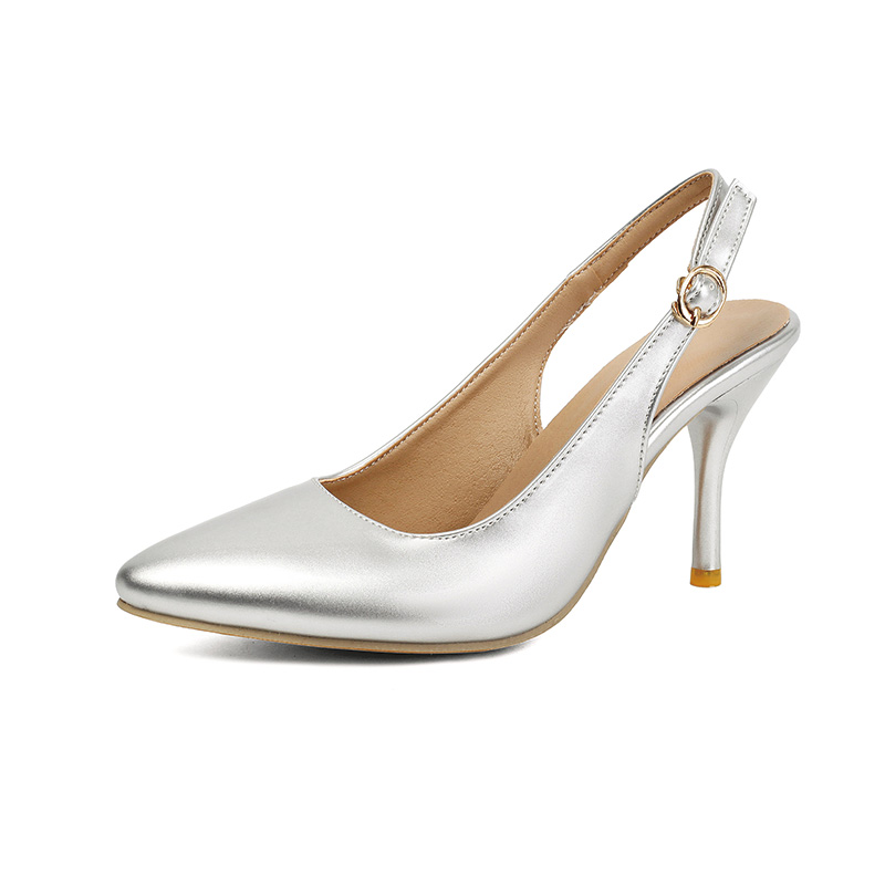 Shoeswoon Classic Pointed Toe Adjustable Buckle Slingback Stiletto Pumps