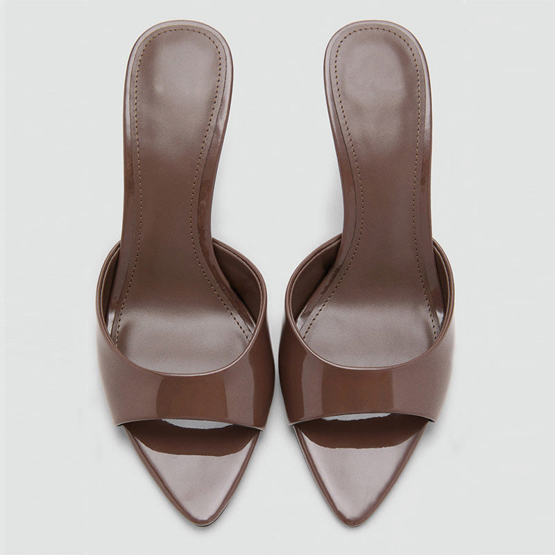 Shoeswoon Sleek Minimalist Single Band Stiletto Heel Mules