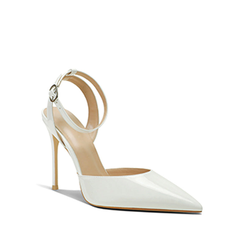 Shoeswoon Luxury Patent Pointed Toe Ankle Strap Stiletto High Heels