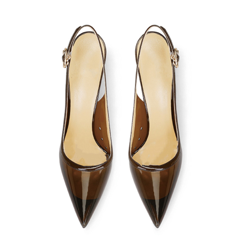 Shoeswoon Transparent PVC Pointed Toe Slingback Stiletto High Heel Pumps