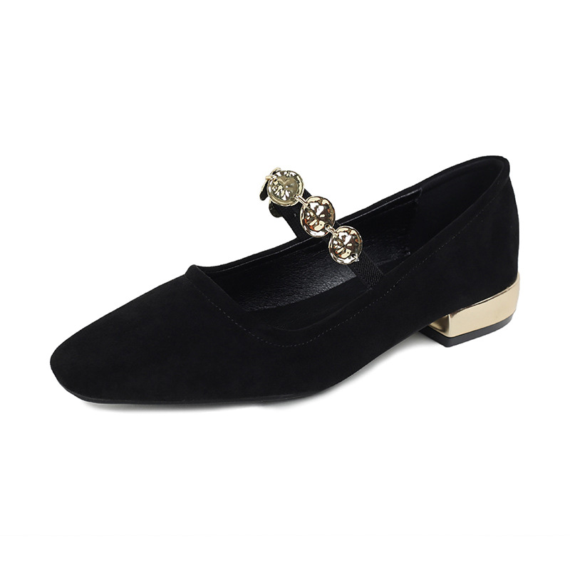 Shoeswoon Elegant Metal Ornament Strap Casual Mary Jane Flats