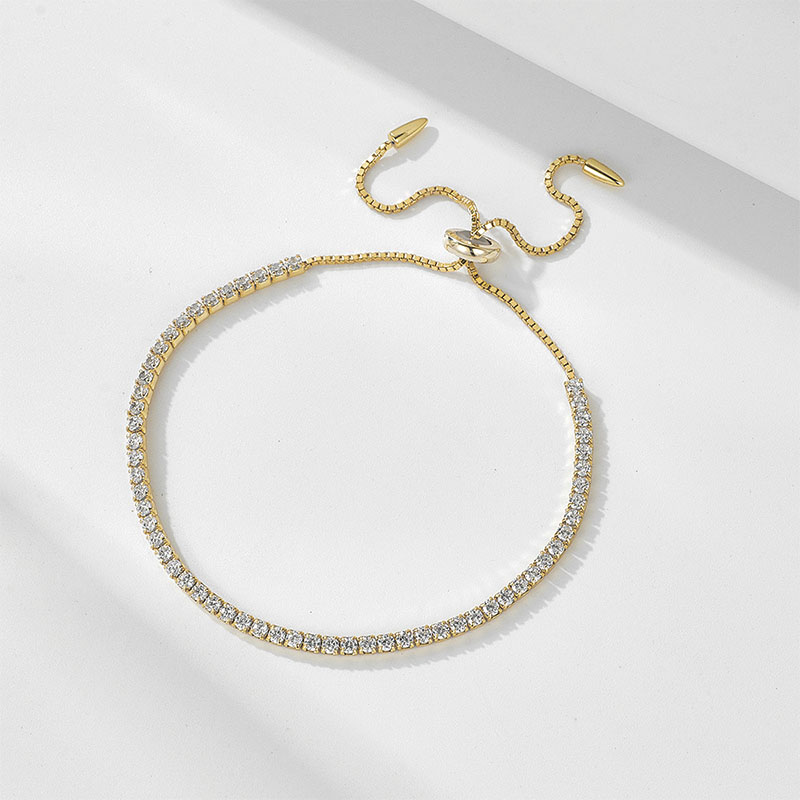 Shoeswoon Full Pave Crystal Tennis Adjustable Slide Anklet