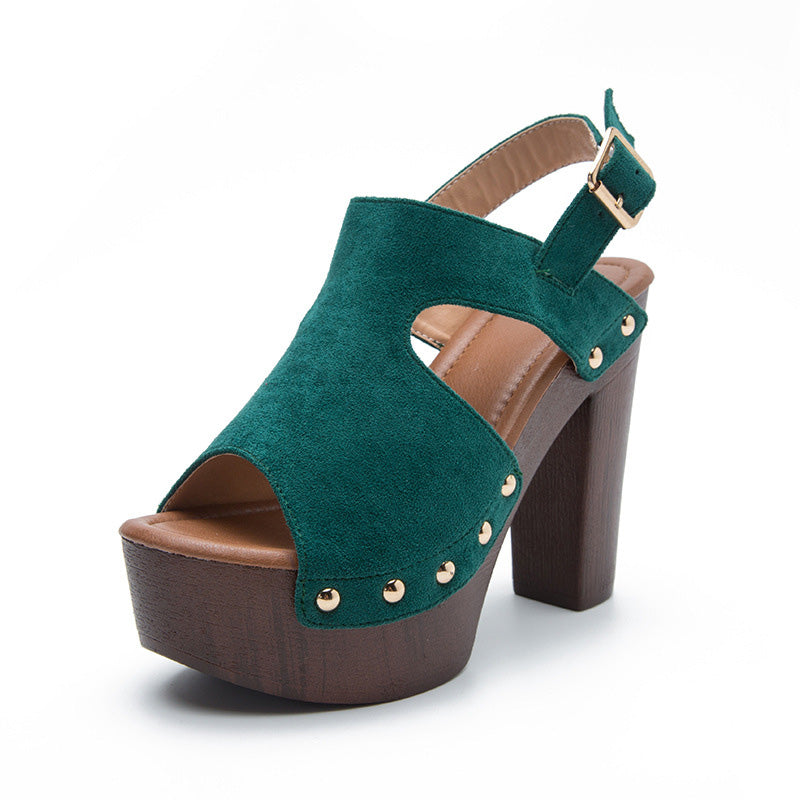 Shoeswoon Suede Ankle Strap Espadrille Platform Sandals