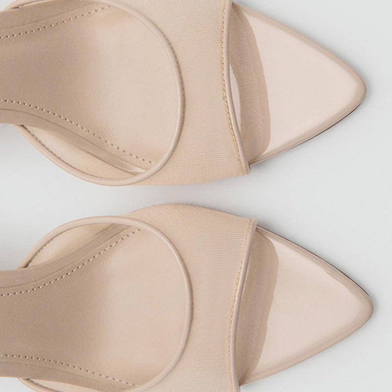 Shoeswoon Elegant Pointed Toe Transparent Strap Heel Mules
